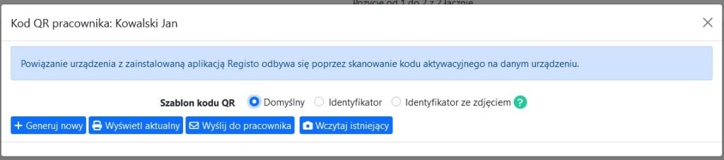 Kod QR pracownika akcje