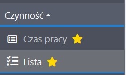 Lista czynności w menu